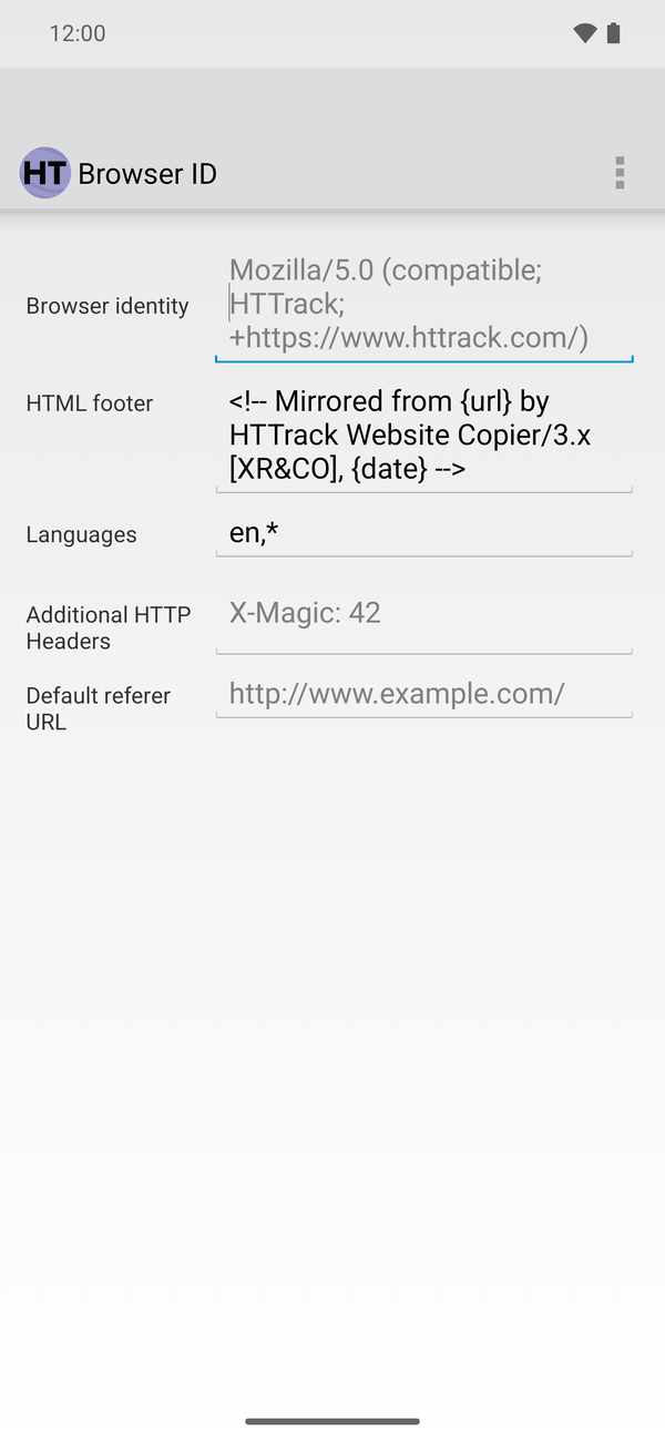 Android Browser ID tab