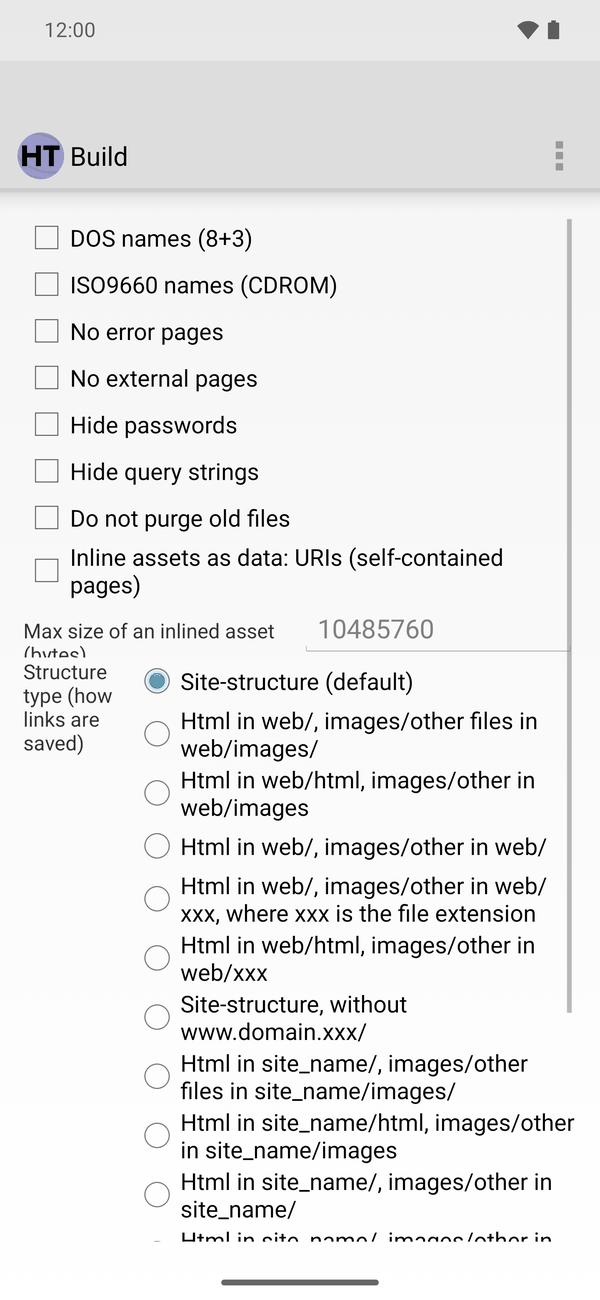 Android Build tab